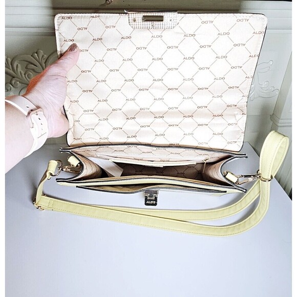 ALDO AnnieBrook Flap Satchel Cross Body Purse with Gold Chain Trim - Picture 7 of 9